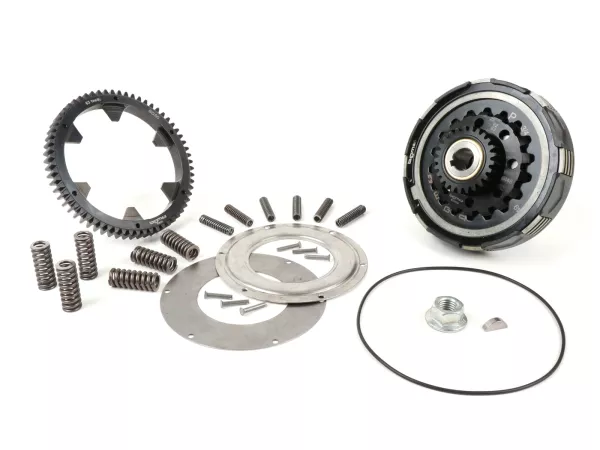 Koppeling incl. primair tandwiel -BGM Pro Superstrong 2.0 CR80 Ultralube SPORT Alu, type Cosa2/FL- Primair tandwiel BGM Pro 63Z (recht afgesneden)- Vespa PX80, PX125, PX150, PX200, Cosa, T5, Sprint150 Veloce, Rally, GTR, TS125, Super150 (VBC) - Z25/63 (2.