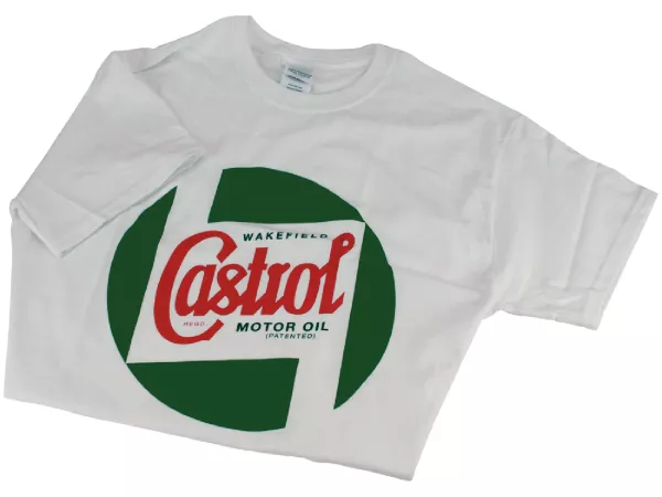Kaos -CASTROL, Klasik- putih - S