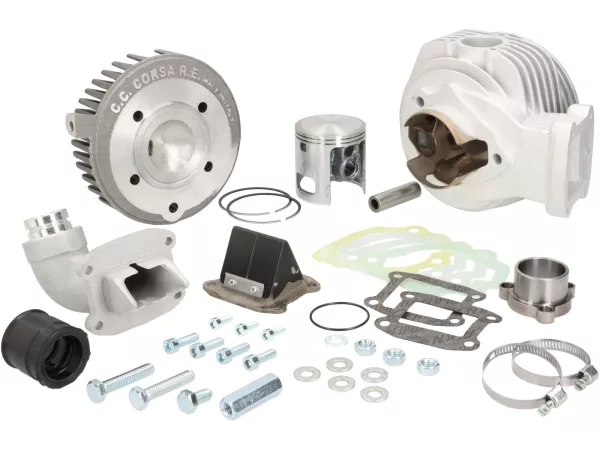 Cilinder -CC CORSA 175 ccm MEMBRANE INLET, Breedframe, Faro Basso, Ø=61mm, slag=60mm- Vespa 1953-1959, VM, VN, ACMA, VB1T, VGL1T, VL1T