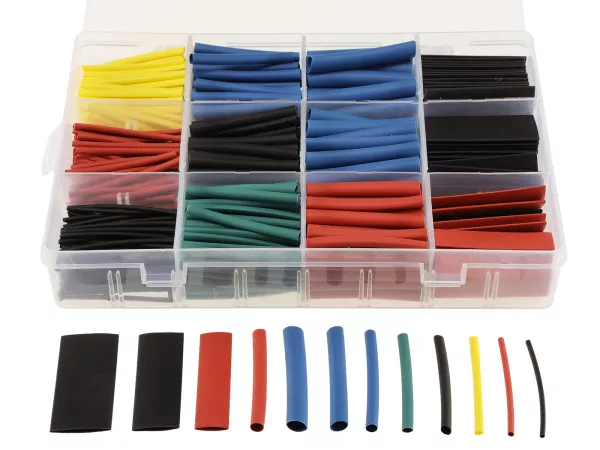 Krympslangssats -CHILITEC 560 delar- flerfärgad - Ø=13mm 20x, 10mm 24x ,7mm 24x, 6mm 26x, 5mm 26x, 4mm 40x, 3,5mm 50x, 3mm 50x, 2,5mm 50x, 2mm 70x, 1,5mm 70x, 1mm 90x