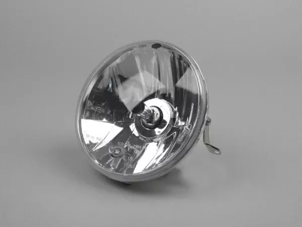 Koplamp -PIAGGIO Ø=146mm- Vespa PX Lusso (vanaf 2001) - H4, helder glas, links verkeer (met testmerk)