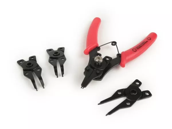 Seeger ringtang -OEM-kwaliteit- voor binnen- en buitenringen 10-50mm (incl. 4 verschillende hulpstukken: 2 kruk, 2 recht)
