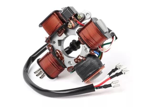Basisplaat ontsteking - OEM - Piaggio, Vespa Ciao, SI, Bravo, Boxer, Grillo - Model met richtingaanwijzers, 3 kabels voor stroomvoorziening