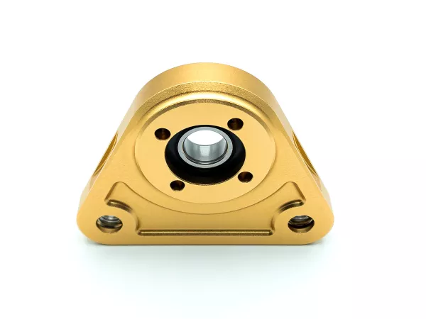 Lagerplaat driehoek achterwiel -MC PROPARTS- Piaggio Bravo, Ciao, Si CNC Aluminium -Goud-