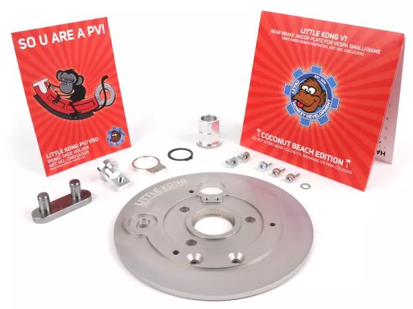 Rear hub back plate CNC Aluminium -CMD Little Kong- Vespa V50, 50N, PV125, ET3