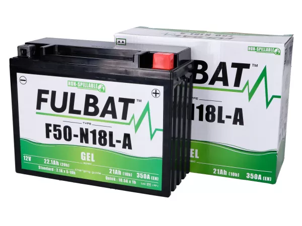 Accu (gel), onderhoudsvrij -FULBAT F50-N18L-A 12N18-3A, 12V 20Ah, 205x90x162mm