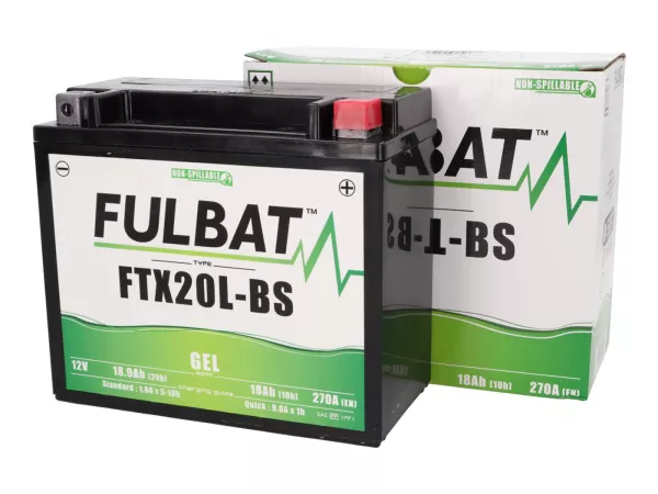 Accu (gel), onderhoudsvrij -FULBAT FTX20L-BS, 12V, 18Ah, 175x86x154mm