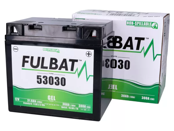 Accu (gel), onderhoudsvrij -FULBAT 53030, F60-N30L-A, 12V, 30Ah, 186x126x176mm