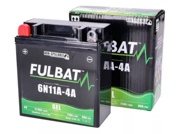 Batería (Gel), sin mantenimiento -FULBAT 6N11A-4A- 6V 11Ah - 122x62x132mm - Vespa 150 (T2, T3), Vespa GS150 / GS3 (VDTS - modelos alemanes), V50 Special Elestart (se necesitan 2x)