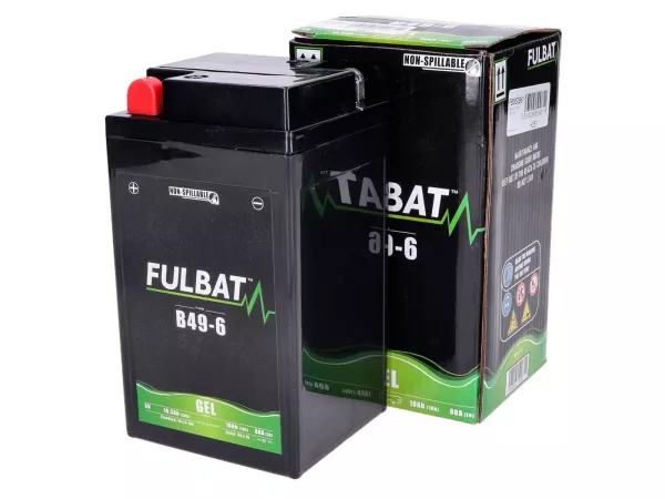 Batería (gel), sin mantenimiento -FULBAT B49-6- 6V 10Ah - 161x83x91mm -Vespa VL2T, GS160 / GS4 (VSB1T), SS180 (VSC1T), Rally180 (VSD1T), Rally200 (VSE1T), Vespa Sprint150 (VLB1T)