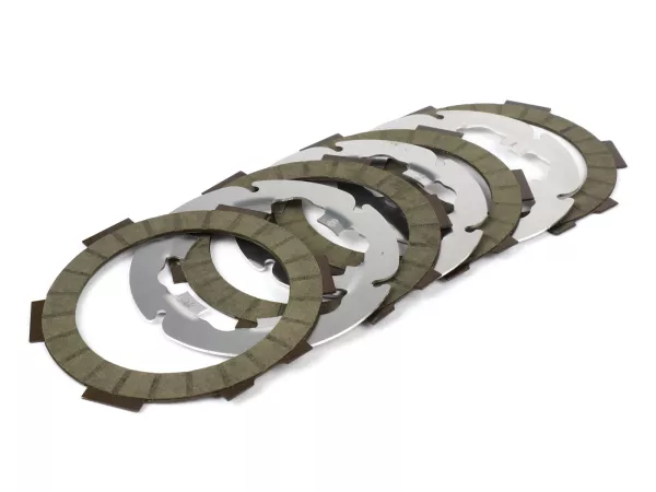 Koppelingsvoering set incl. schijven -FABBRI RACING FB45 (carbon voeringen + duraluminium schijven)- Vespa Smallframe V50, V90, SS50, SS90, PV125, ET3, PK50, PK80, PK50 S, PK80 S, PK125 S, PK50 XL, PK125 XL, ETS, PK50 HP, PK50 SS - 4-discs