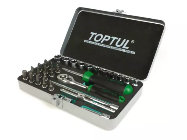 Boîte à cliquets -TOPTUL 1/4- 4mm-14mm + Bits - 31 pièces