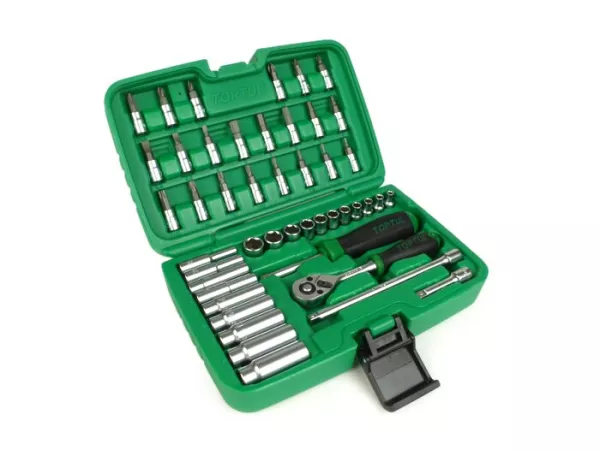 Dopsleutelset (ratelbox) -TOPTUL 1/4- 4mm-13mm + bits - 46 stuks