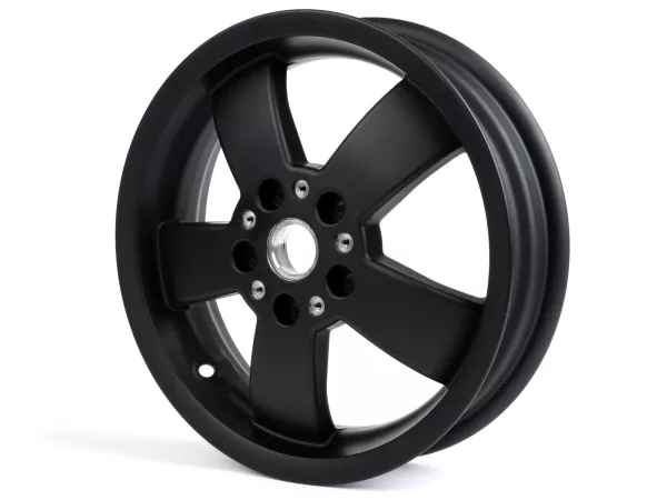 Fälg -PIAGGIO GTS125/300 Super Sport, HPE, Supertech, Notte - svart matt, (3.00x12) - 5 ekrar - passar Vespa GTS, HPE 125/300cc - bak (2017-, ABS-tonhjul fastskruvat på fälg)