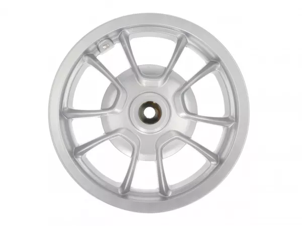 Pelek belakang, perak -PIAGGIO 3.00-12 inci, Ø tromol rem = 140mm - 10 jari-jari - Vespa Primavera 125 (ZAPMA1100, ZAPMA1101, ZAPMD1100), Vespa Primavera 150 (ZAPMA1200, ZAPMA1201, ZAPMD120)