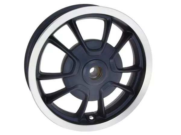 Llanta trasera, llanta azul plateada -PIAGGIO 3.00-12 pulgadas, Ø tambor de freno = 140mm - 10 radios- Vespa Primavera 125 (ZAPMA1100, ZAPMA1101, ZAPMD1100), Vespa Primavera 150 (ZAPMA1200, ZAPMA1201, ZAPMD120)
