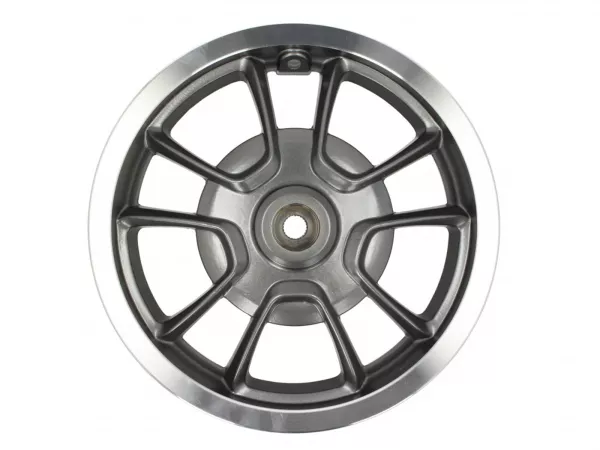 Pelek belakang, pelek perak antrasit -PIAGGIO 3.00-12 inci, Ø tromol rem = 140mm - 10 jari-jari - Vespa Primavera 125 (ZAPMA1100, ZAPMA1101, ZAPMD1100), Vespa Primavera 150 (ZAPMA1200, ZAPMA1201, ZAPMD120)