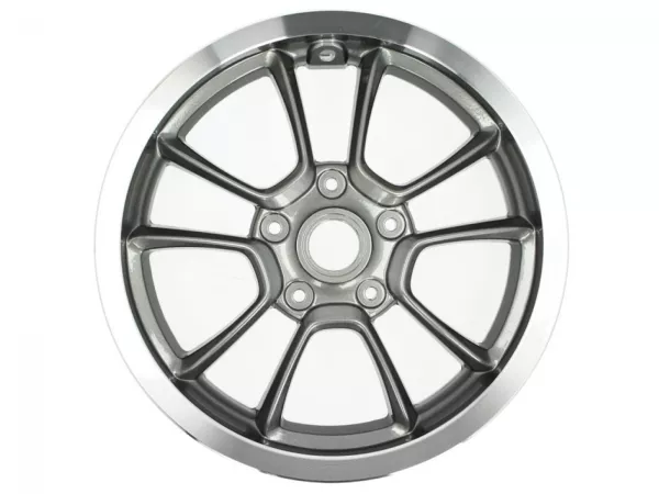 Pelek depan, pelek perak antrasit -PIAGGIO 3.00-12 inci - 10 jari-jari- Vespa Primavera 125 (ZAPMA1100, ZAPMA1101, ZAPMD1100), Vespa Primavera 150 (ZAPMA1200, ZAPMA1201, ZAPMD120), Vespa Primavera 50 (ZAPCA0100, ZAPCA0102, ZAPCA0200, ZAPCA0202, ZAPCD0