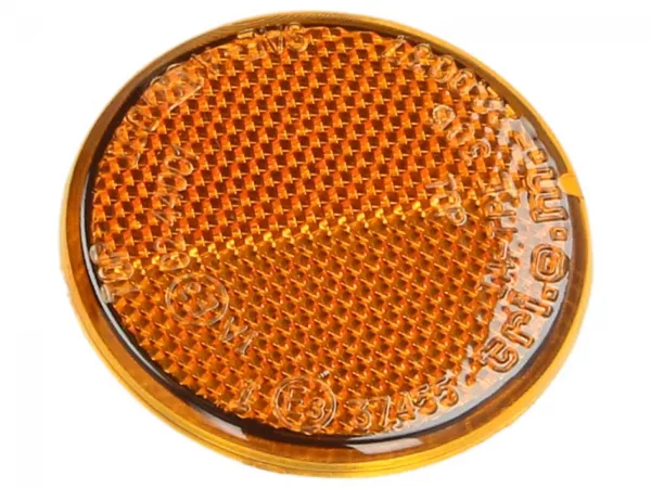 Reflektor, oranye, bulat -PIAGGIO- Vespa Primavera 125 (ZAPM81100, ZAPM81101, ZAPMA1100, ZAPMA1101, ZAPMD1100), Vespa Primavera 150 (ZAPMA1200, ZAPM81200, ZAPM81201, ZAPMA1201, ZAPMD120), Vespa Primavera 50 (ZAPC53200, ZAPC53100, ZAPC53300, ZAPC53302, ZAP