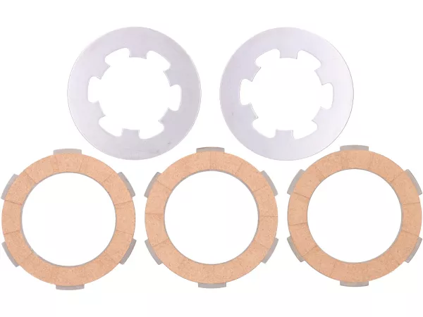 Forros de embrague -VESPA Smallframe V50, V90, SS50, SS90, PV125, ET3, PK50, PK80, PK50 S, PK80 S, PK125 S, PK50 XL, PK125 XL, ETS, PK50 HP, PK50 SS - 3 discos (incl. discos de acero)