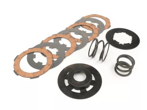 Clutch set -POLINI Double Spring- Vespa Smallframe V50, V90, SS50, SS90, PV125, ET3, PK50, PK80, PK50 S, PK80 S, PK125 S, PK50 XL, PK125 XL, ETS, PK50 HP, PK50 SS  - 4 friction plates Newfren