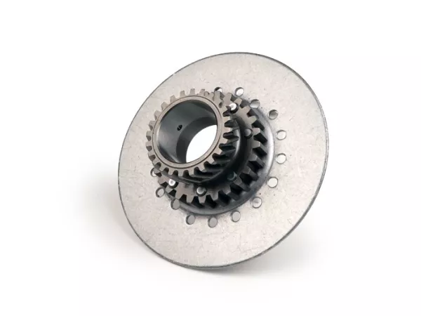 Piñón de embrague -DRT Vespa tipo 7 muelles (Rally200, PX200, T5 125cc) - para rueda primaria original (corte helicoidal) 65 dientes - 24 dientes