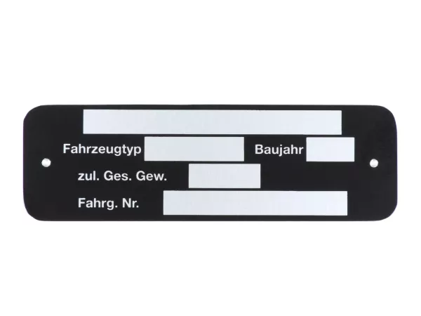 Name plate -OEM QUALITY- Vespa w/o printing / blank (80x25x0,5mm)