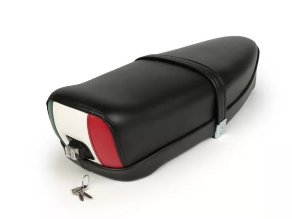 Banco de asiento -VESPA ET3 Italia (TriColore)- V50, PV125, ET3 - con cerradura - negro