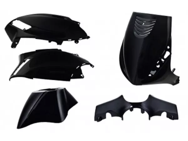 Set parti carenatura -EDGE- 5 pz - Piaggio ZIP 2 AC (LBMC25, ZAPC25, LBMM25, ZAPM25, ZAPC06) - Nero metallizzato