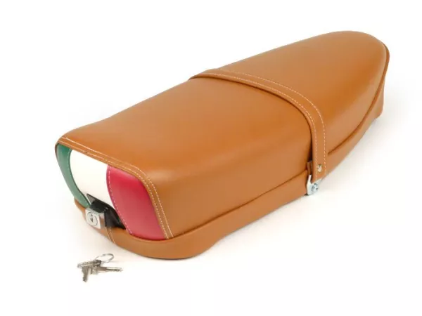 Banqueta -VESPA ET3 Italia (TriColore)- V50, PV125, ET3 - con cerradura - marrón