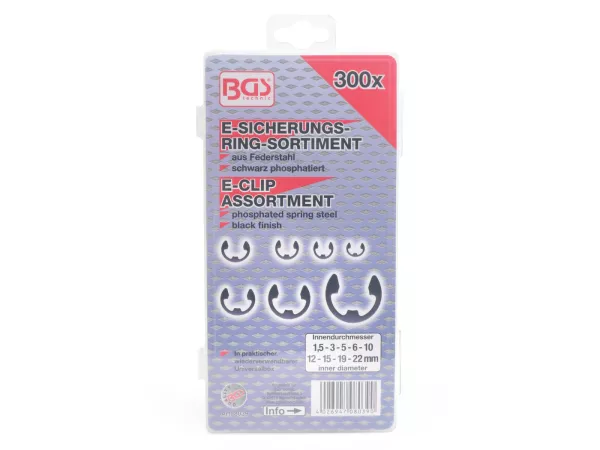 Circlip-assortiment -HS- as DIN6799, Ø=1,5-22 mm, 300 st.