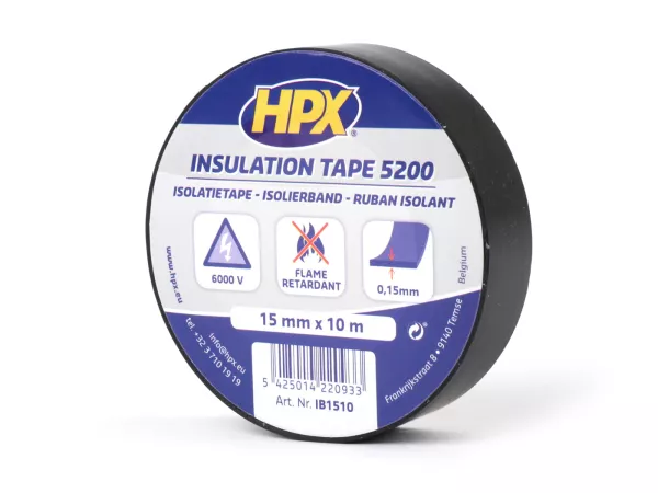 Ruban isolant PVC 5200 -HS- presto, noir, 15mm x 10m, ruban isolant PVC à usage universel.