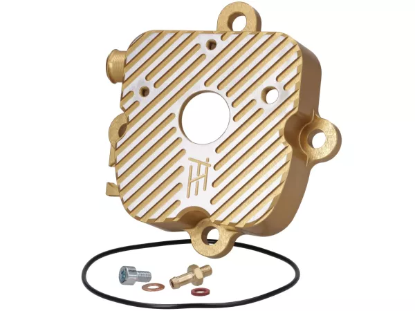 Cylinder head cover V1.1+ -HEIKOTUNING- gold - 45° grinded - Piaggio 125-180 ccm 2-stroke - Gilera Runner FX/FXR 125-180, Italjet Dragster 125-180, Hexagon LX/LXT 125-180 LC