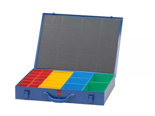 Sorteerbox -HÜNERSDORFF, metaal (330x440x66mm)- 23 vakken, blauw, plaatstaal met poedercoating