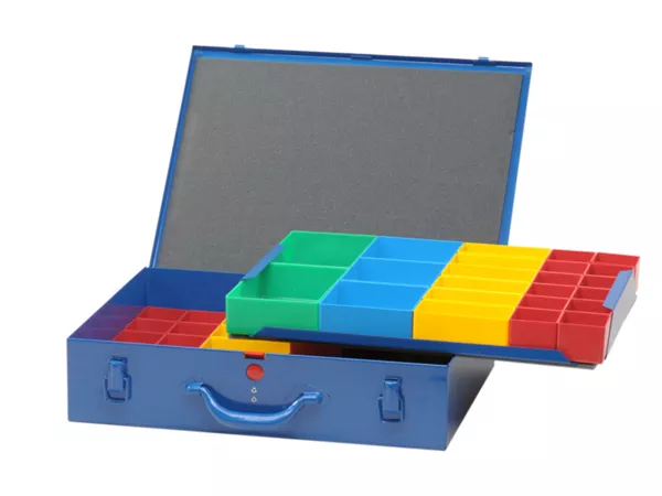 Sorteerbox -HÜNERSDORFF, metaal (330x440x100mm)- 59 vakken, blauw, plaatstaal met poedercoating