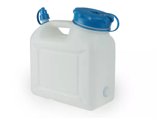 Watertank 6L (6000ml) brede hals -HÜNERSDORFF- HD PE, naturel (transparant) met UV-bescherming