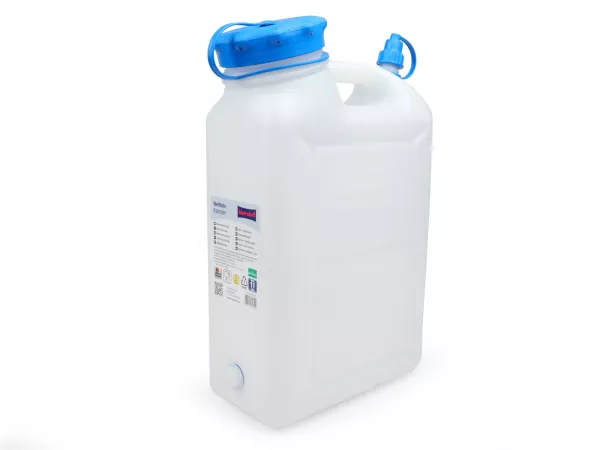 Watertank 11L (11000ml) brede hals -HÜNERSDORFF- HD PE, naturel (transparant) met UV-bescherming