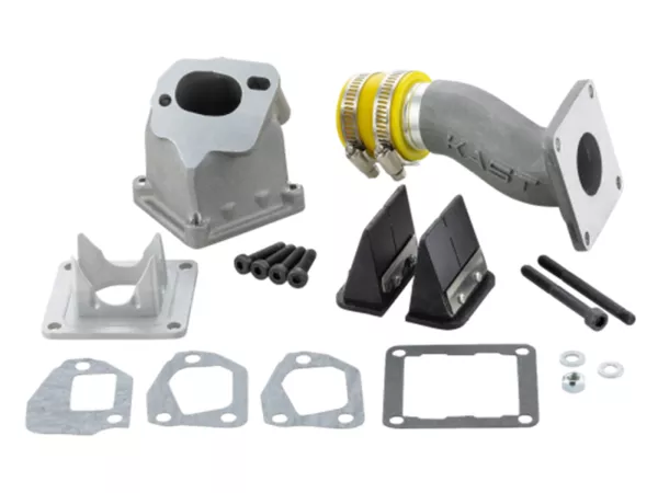 Intake manifold - Intake manifold diafragma -ITALKAST Double Prism Ø28-30mm, pemasangan 2+3 lubang - Vespa Smallframe V50, PV, ET3 - AW = Ø34mm (karburator Ø28-30mm - PHBH, VHSH, PWK28, TMX30, Smartcarb 26-28)