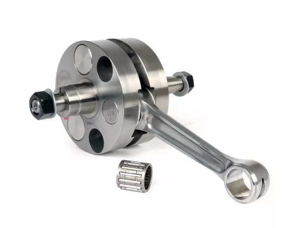 Krukas -KINGWELLE Brutus I (drijfstang Primatist) M200 (voor Quattrini motorblok C200, wangen=Ø92mm, balansfactor 50%) - volle wang 60mm slag, 118mm drijfstang- Vespa PK125 XL2, PK125 ETS (Ø 24mm conus)