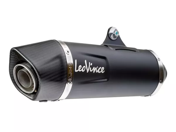 Knalpot -LEOVINCE Nero EVO 2 Slip-On- Vespa GTS Super HPE 300 (Euro 4, ZAPMA360, ZAPMA3602, ZAPMA362) - baja tahan karat berwarna hitam
