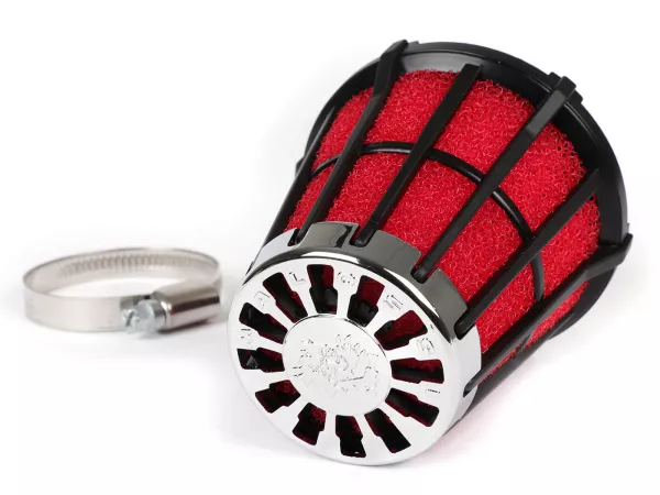 Luchtfilter -MALOSSI E5- 30°, aansluitbreedte = 38mm - rood-zwart, PHVA/PHBN 12-17.5, Mikuni