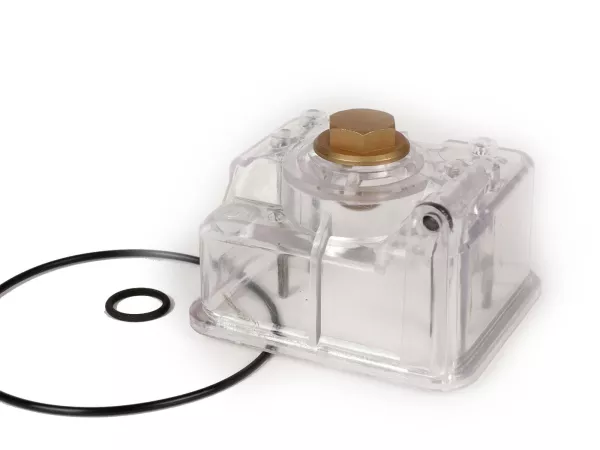 Schwimmerkammer -MALOSSI- VHST - transparent mit Düsenmutter und Dichtringen.