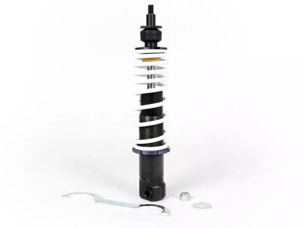 Schokdemper voor -MALOSSI RS24, 275mm (montagetype: oogje)- Vespa GTS 125-300 (2014-2016), Primavera 125-150 (2014-2017), Primavera 50 2T/4T Euro2 (2013-2017), Sprint 125-150 (2014-2015), Sprint 50 2T/4T Euro2 (2014-2017)