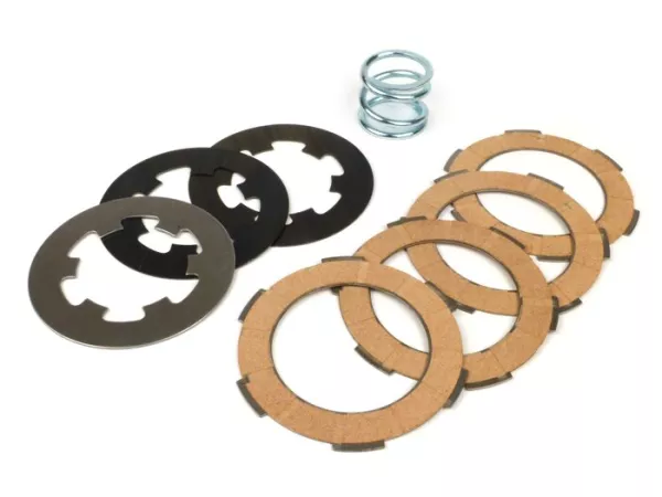 Lapisan kopling -MALOSSI MHR Vespa Smallframe V50, V90, SS50, SS90, PV125, ET3, PK50, PK80, PK50 S, PK80 S, PK125 S, PK50 XL, PK125 XL, ETS, PK50 HP, PK50 SS - 4-cakram (termasuk pegas dan cakram baja)