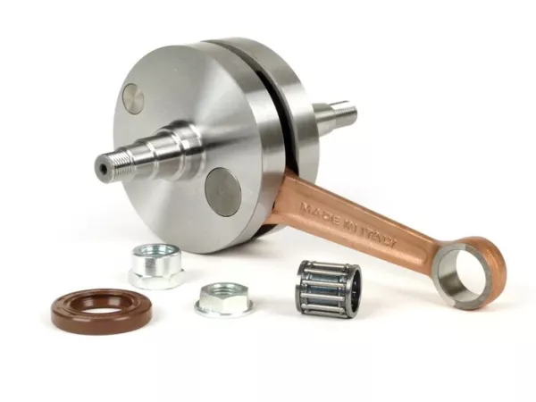 Kurbelwelle -MALOSSI (Membraneinlass) Vollwange 51mm Hub, 105mm Pleuel, Konus Ø24mm- Umrüstwelle auf 125cc (PK50XL/XL2) und elektronische 12V Zündung (V50, 50N, PV, ET3, PK50S, PK80S, PK125S)