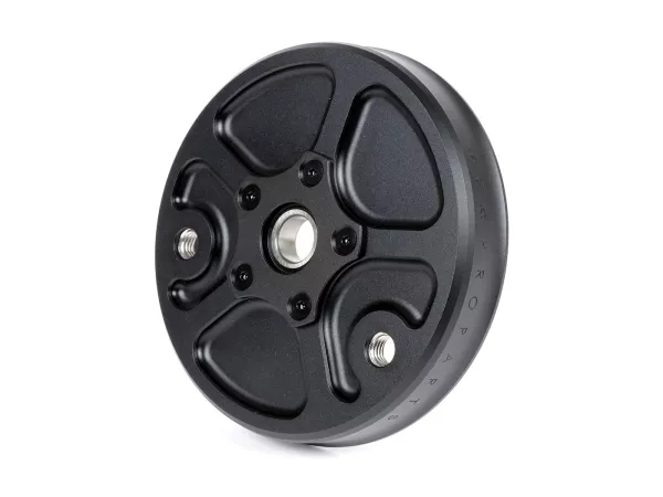 Lagerplaat achterwiel -MCRWK- Piaggio Boxer 1 en Boxer 2 CNC Aluminium Zwart