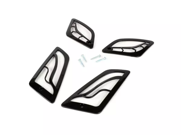 Kit grilles clignotants -MOTO NOSTRA- Vespa GT, GTL, GTV, GTS 125-300 - noir briliant