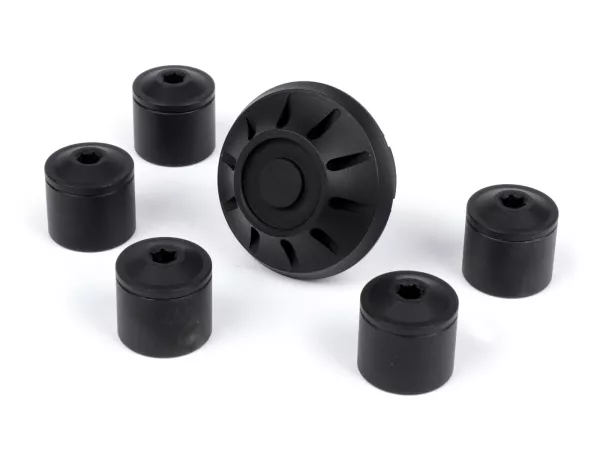 Caps- Set wheel nut / rim Ø=35mm -MOTO NOSTRA, CNC, black mat- Vespa ET2, ET4, GT, GTL, GTS, GTV, LX, LXV, S, Gilera Fuoco, Piaggio Fly, Hexagon, Liberty, MP3, Sfera RST, Zip FR, Zip II, Zip SP
