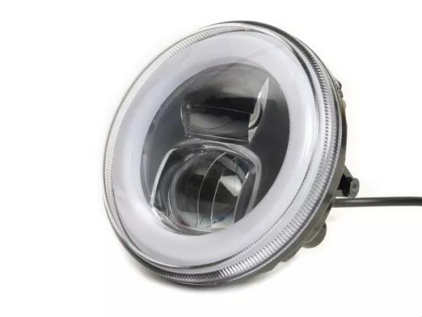 Faro delantero -MOTO NOSTRA- LED HighPower - Ø=120mm - 12V DC - con etiquetado E9 - para conversión de p.ej. Lambretta LI/TV (series 1-3), Jet, Vespa SS50, SS90, PV125, ET3, Super, VNB, VBA, VBB, GS150 / GS3, GS160 / GS4 (VSB1T)