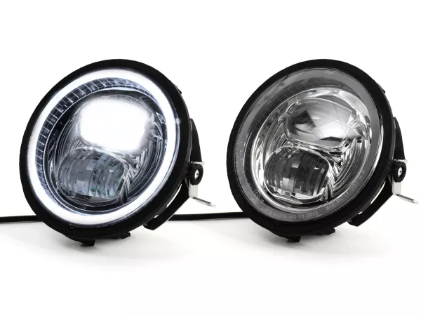 Koplamp incl. conversie frame en koplampbeugel -MOTO NOSTRA- LED HighPower - Ø=143mm (5 3/4) - 12V DC - met E9 markering - voor conversie van Vespa PX